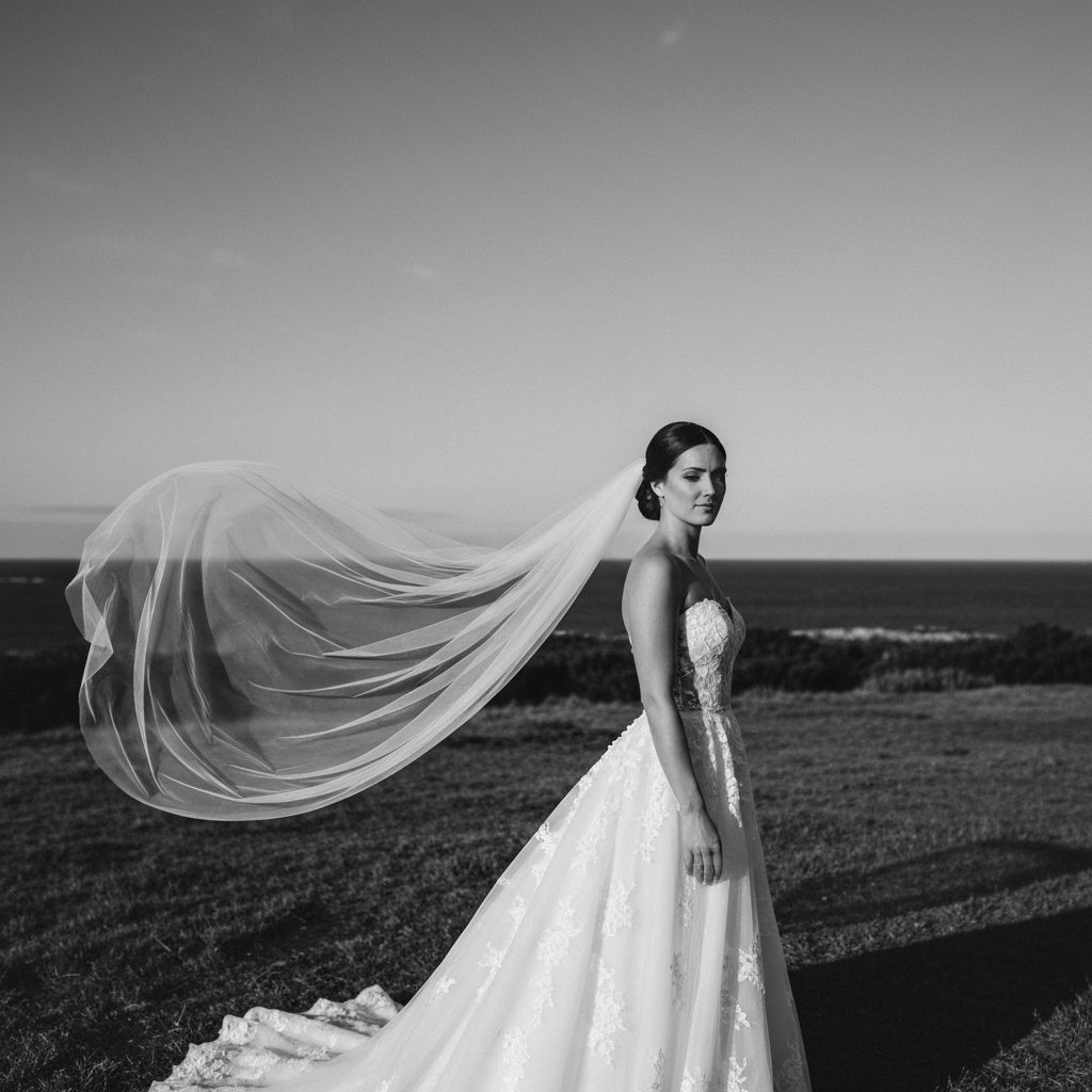 Photographie de mariage — voile au vent